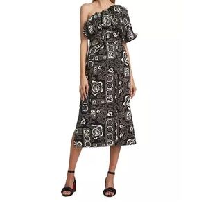 Rhode Chantelle One Shoulder Linen Dress (Size 8)